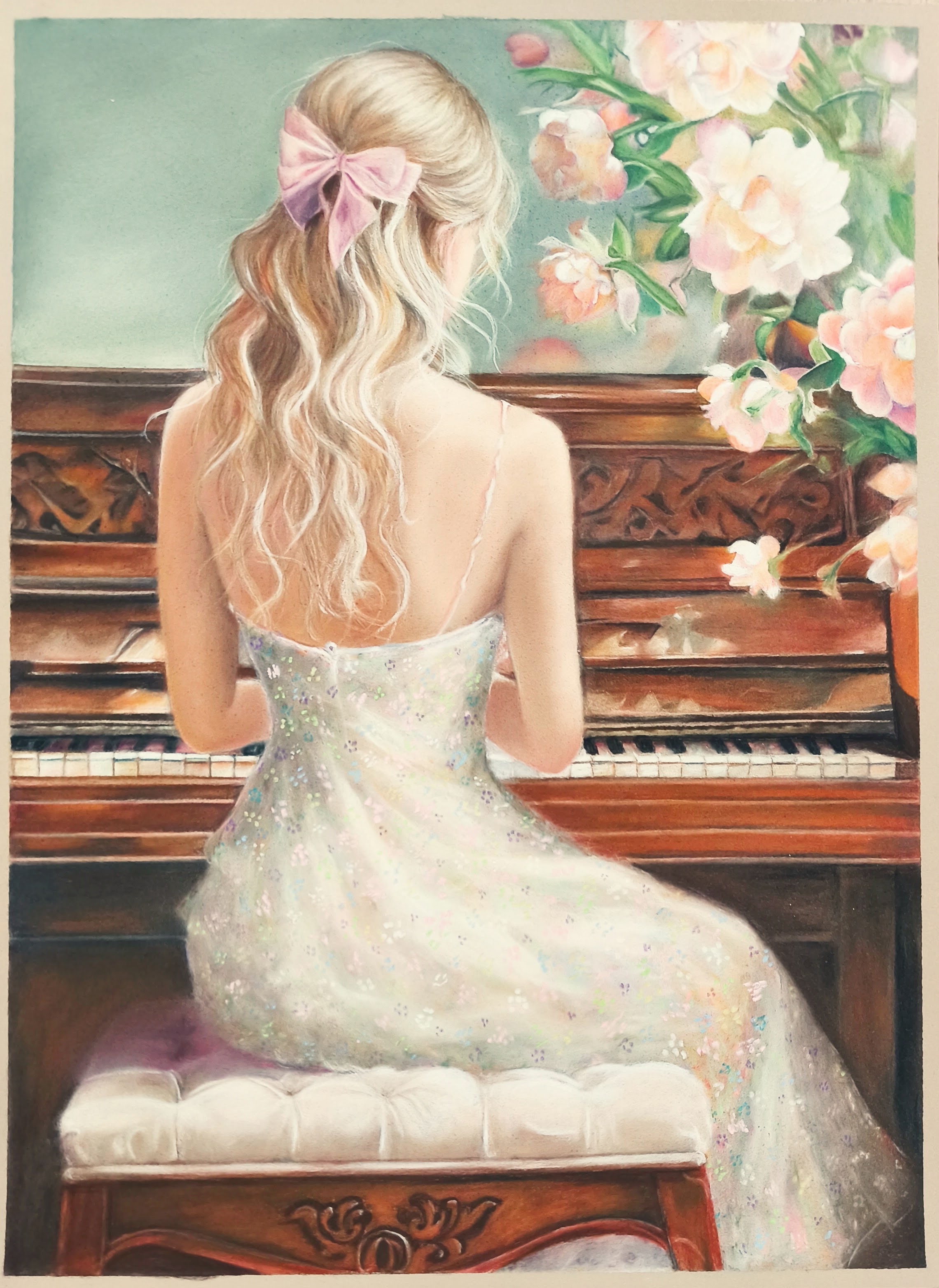 Baricz%20Anita La%CC%81ny%20a%20zongora%CC%81na%CC%81l 30x40 pasztell - ValdorArt