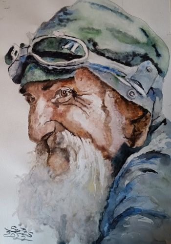 idos ur hosszu szakallal akvarellfestekkel valdor art - ValdorArt