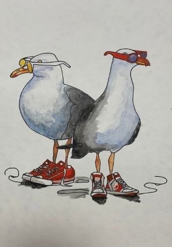 madarak napszemuvegben akvarellfestekkel valdor art - ValdorArt