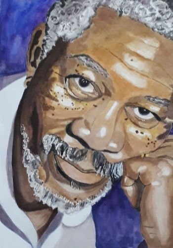 morgen freeman akvarell portre  valdorart17 - ValdorArt