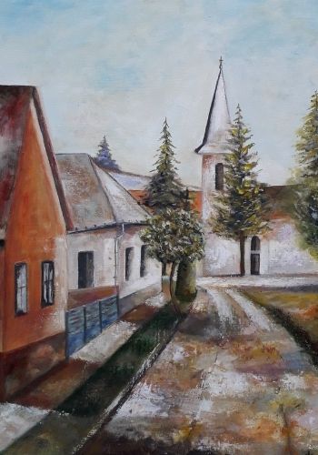 utca reszlet olajfestekkel valdor art - ValdorArt