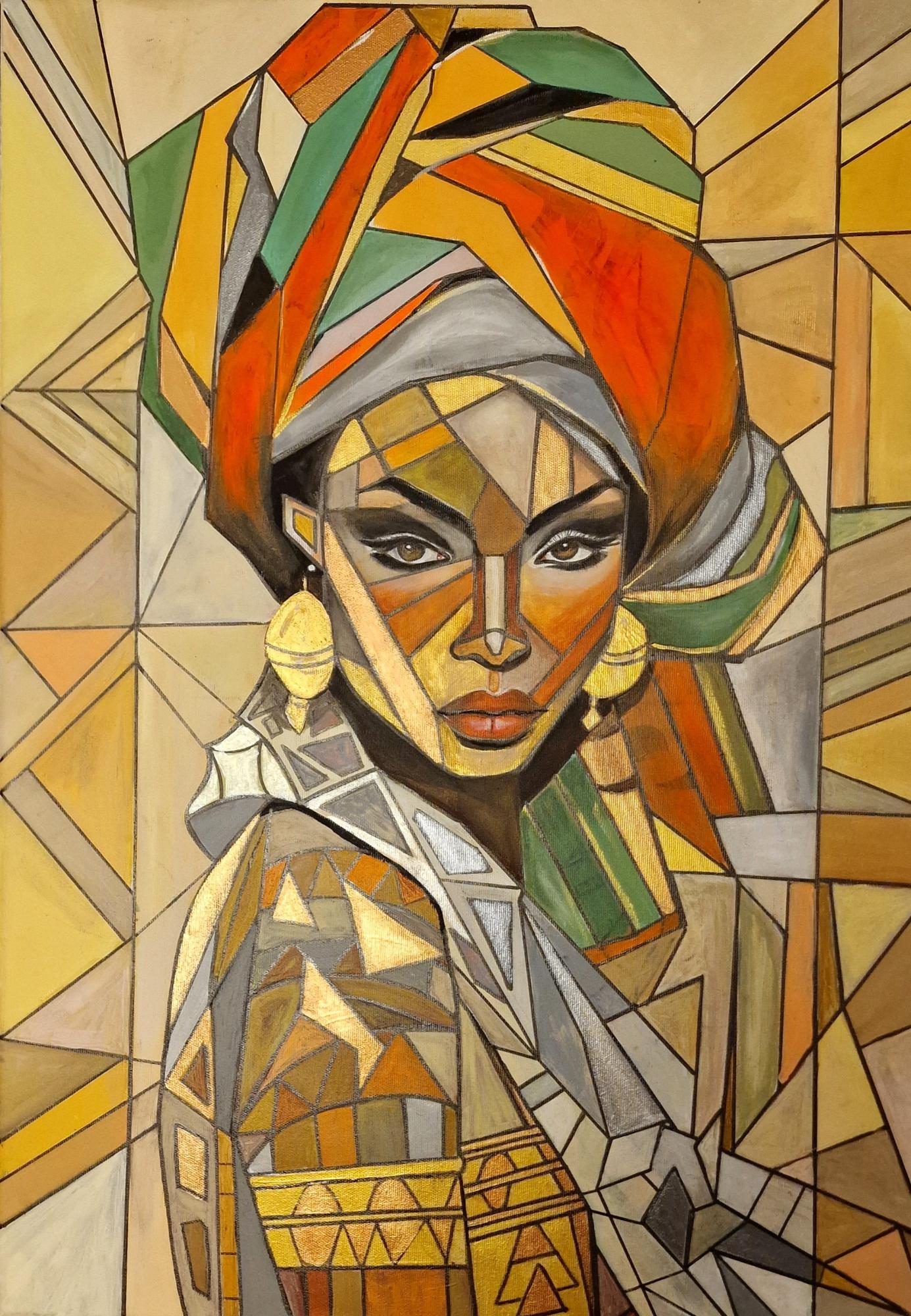 Sepr%C5%91sn%C3%A9%20Fodor%20Zsuzsanna%20akril%2050x70%20N%C5%90I%20PORTR%C3%89%20kubista%20st%C3%ADlusban 0 - ValdorArt