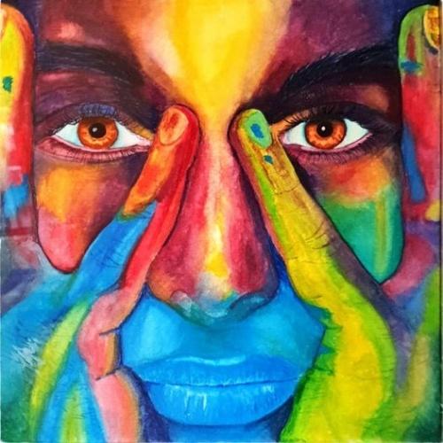 színes akvarell portré